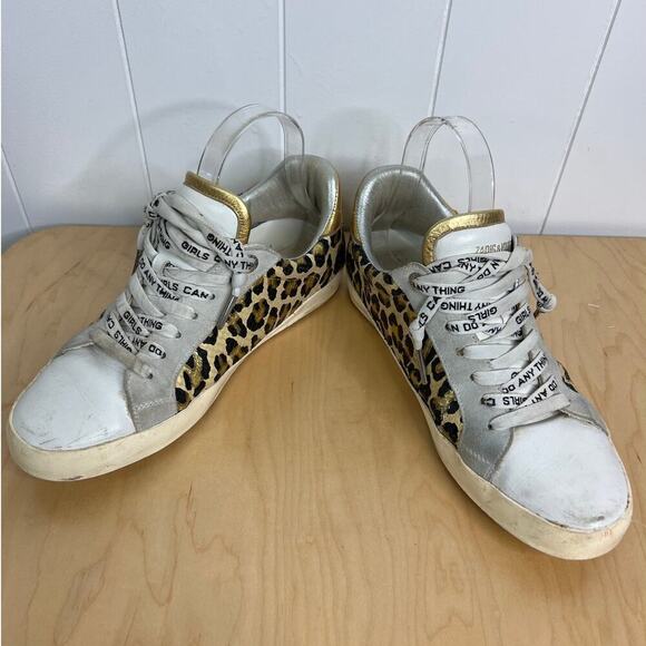 Zadig & Voltaire Leo Wild Sneaker Leopard Print with Silver/Gold Leather Size 40 - Picture 6 of 8